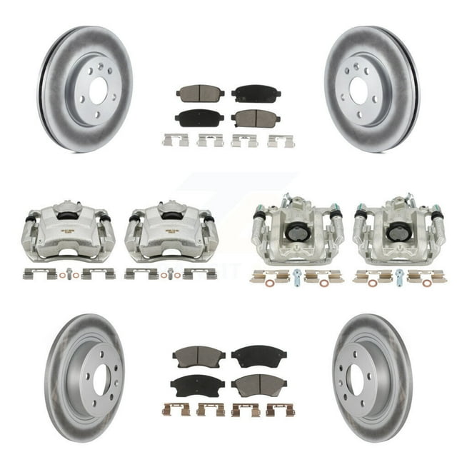 Transit Auto Front Rear Disc Brake Caliper Coated Rotors and Ceramic Pads Kit (10Pc) for Car 2013 Chevrolet Cruze LT LTZ with 292mm Diameter Rotor KCG-100817C