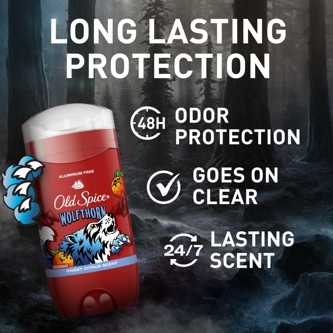 Old Spice Deodorant for Men, Wolfthorn, Aluminum-Free, 24/7 Freshness, 3oz Twin Pack