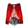 thumbnail image 4 of yardsong Holiday Long Sleeve Ugly Sweater for Women - Boat Neck Imitation Christmas Pullover Xmas Trees Graphic Red,M, 4 of 5