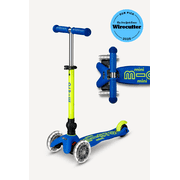 Micro Mini Deluxe Foldable LED 3-Wheel Scooter for Kids Ages 2-5, Navy Blue
