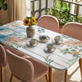 thumbnail image 3 of Beach Coastal Table Cloths for 4 Foot Rectangle Tables, Summer Nautical Coral Shell Botanical Vintage Patio Waterproof Elastic Fitted Tablecloths, Washable Rectangular Table Cover for Camping, 3 of 8