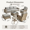 thumbnail image 2 of Vcatnet Patio Outdoor Conversation Set 8 Pieces Wicker Furniture Set Sectional Sofa with Swivel Chairs, Dark Gray, 2 of 11