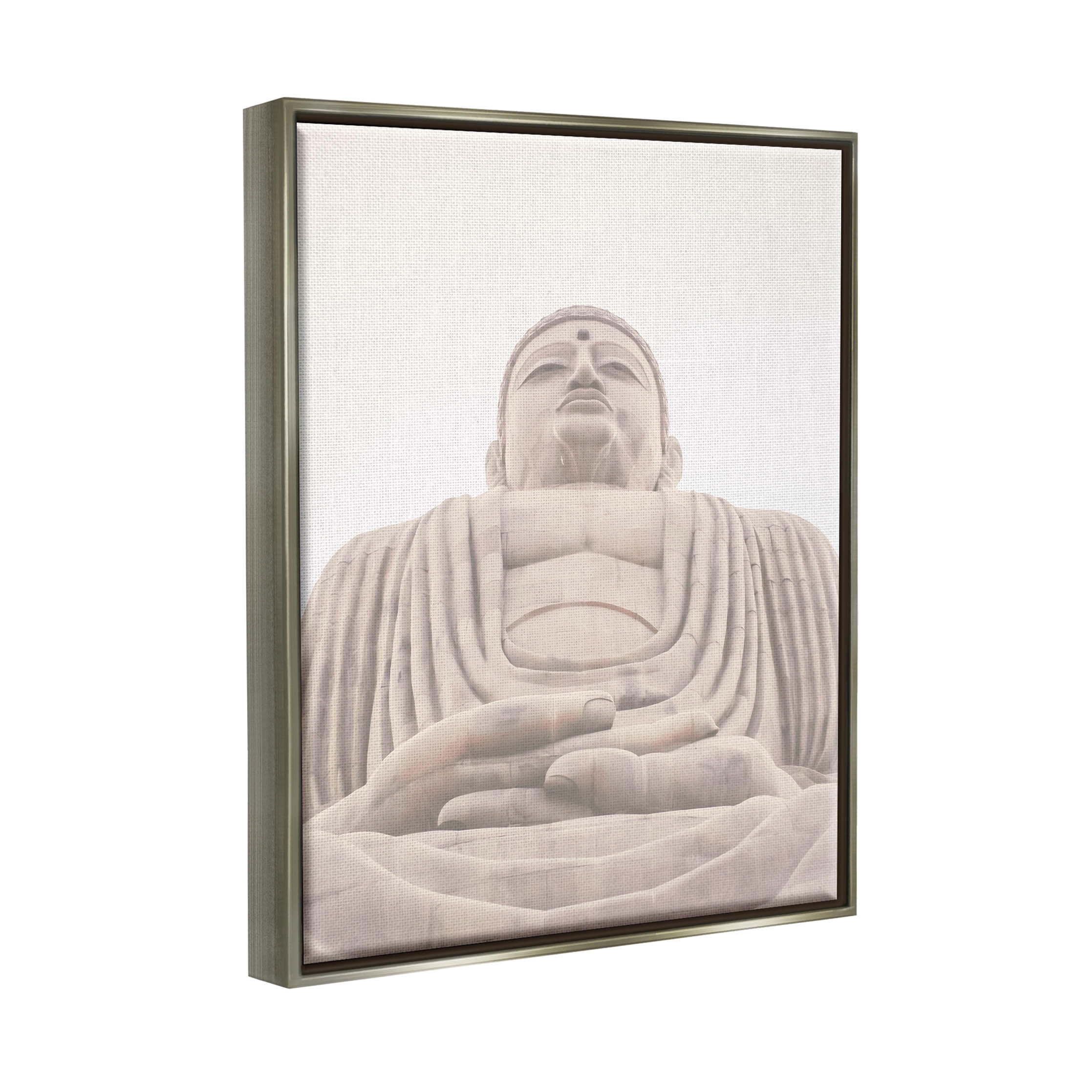 Spiritual Buddha Sacred Sculpture Religious Photograph Luster Gray Framed Art Print Wall Art