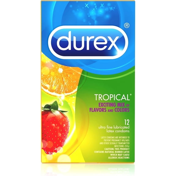 Durex Tropical Flavored Latex Condoms-12 Count