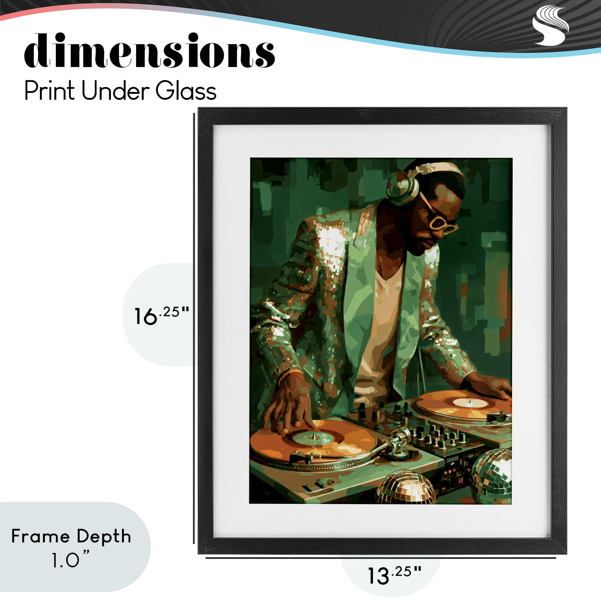 Stupell Industries Green Disco DJ Music Black Framed Print Under Glass, design by Franklyn Gregory
