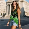 thumbnail image 3 of FUIALDOLG St Patrick Day Clothes Green Leaf Tank Tops for Women Loose Fit Casual Flowy Tank Tops V Neck Vest Love Hearts Music Note Tunic T-shirts Basic Tee Casual Blouse for Holiday Party,S, 3 of 7