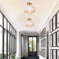 thumbnail image 3 of Semi Flush Mount Ceiling Light, Vintage Small Ceiling Light Fixture,Hallway Lighting Fixture with Amber Glass,Kitchen Ceiling Mount Lighting for Bedroom, Bathroom, Porch, 3 of 9
