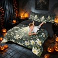 thumbnail image 4 of Homewish Halloween Ghost Twin Bedding, Daisy Flower Bedding Comforter Set, Dark Sage Off White, Black Reversible 7 Pieces, 4 of 6
