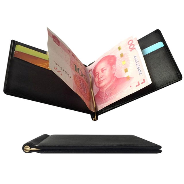 Cartera plegable delgada de material cuero PU para hombre Clip de dinero Titur de s de identificación de crédito Colco Cartera con clip para hombres
