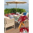 thumbnail image 4 of Outdoor Tablecloth with Umbrella Hole and Zipper, Red Christmas Rectangle Table Cloth 60x84 Inch Waterproof Tablecloth, Snowman Xmas Tree Poinsettia Snowflake Picnic Table Cover for Patio Camping, 4 of 7