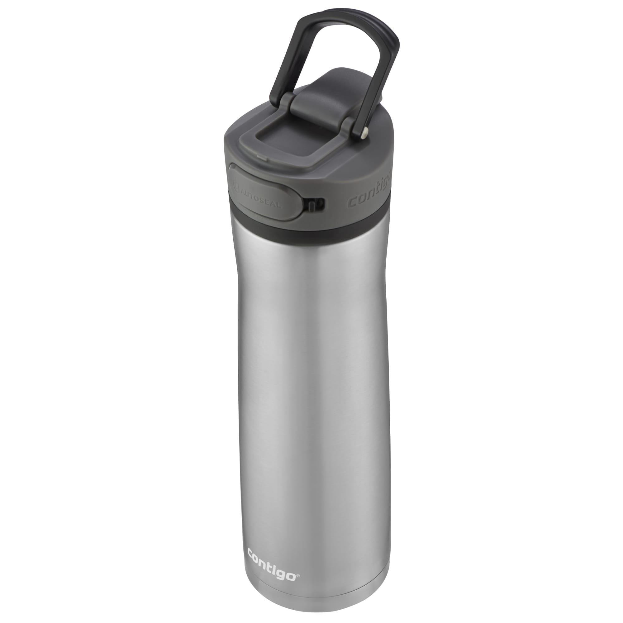 Contigo Cortland Chill 2.0 24 oz Silver, Gray and Licorice Solid Print Double Wall Vacuum Insulated Stainless Steel Water Bottle with Wide Mouth Lid