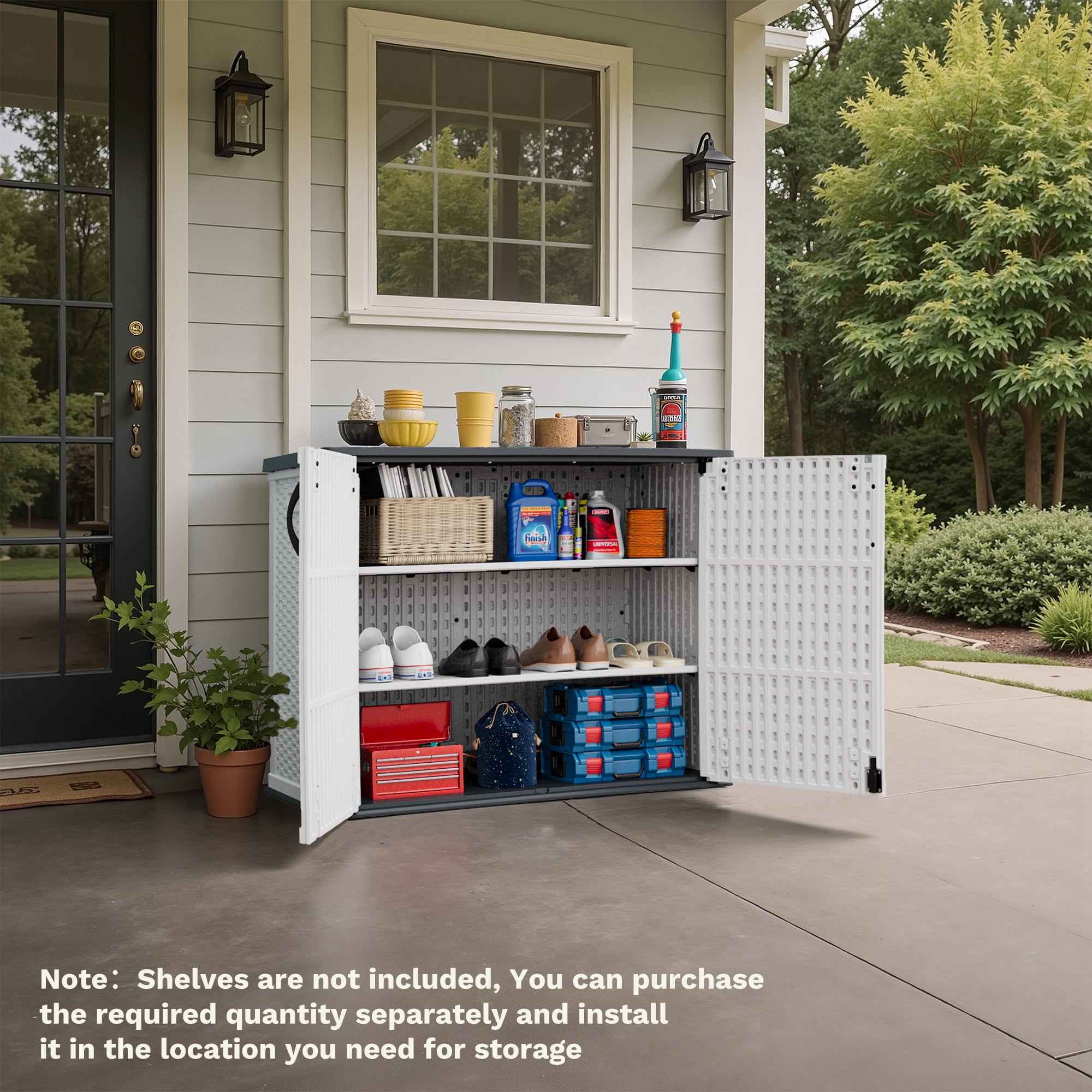 Homall 26 Cu.ft Resin Outdoor Storage Shed - Waterproof, Lockable & Sturdy Floor for Patio/Garden, White