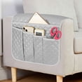 thumbnail image 2 of Deago Sofa Armrest Organizer Non-Slip Arm Chair Bedside Caddy Storage Organizer for Recliner Couch with 5 Pockets for Cell Phone TV Remote Control Magazines (Gray), 2 of 9