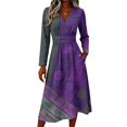 thumbnail image 3 of Women's Summer Floral Maxi Dress Long Sleeve V Neck Wrap Crossover Wedding Dresses Boho Beach Floral Print Sundress, 3 of 5