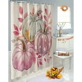 thumbnail image 4 of Fall Shower Curtain Watercolor Pink Pumpkin Bathroom Curtains with Hooks, Waterproof Fabric Leaves Plant Thanksgiving Bath Shower Curtains Set for Bathroom Bathtubs Decor 72x84 Inch, 4 of 7
