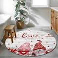thumbnail image 4 of Valentine's Day Washable Area Rug&nbsp;3 ft Sweet Gnome Couple Red Pink Love Heart Rose Floral Wood Grain Soft Round&nbsp;Rugs for Living Room, Non Slip Carpet for Bedroom&nbsp;Entryway Dining Room, 4 of 9