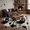 Black, variant on VALOMENE Cow Print Area Rug, 5.3' x 7' Non-Slip Large Carpet, Vintage Western Mat for Living Room, Bedroom, Vanity, Entryway & Home Office, Rustic Cowboy Farmhouse Decor Cowboy Birthday(Brown)