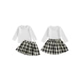 thumbnail image 2 of Michellecmm  Toddler Girl 2 Piece Outfit Long Sleeve Shirt and Plaid Pleated Skirt, 2 of 9