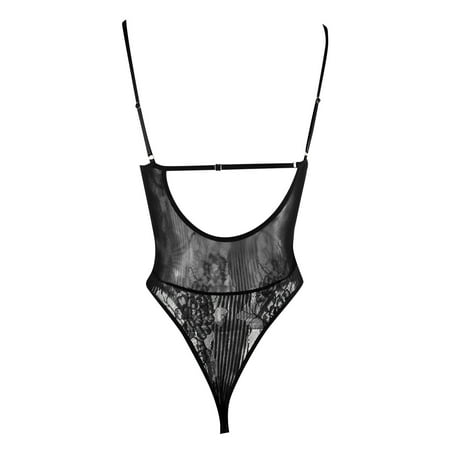 

Gubotare Lingerie For Women Open Crotch Women Lingerie Lace Babydoll Strap Chemise Halter Teddy V neck Sleepwear Black L