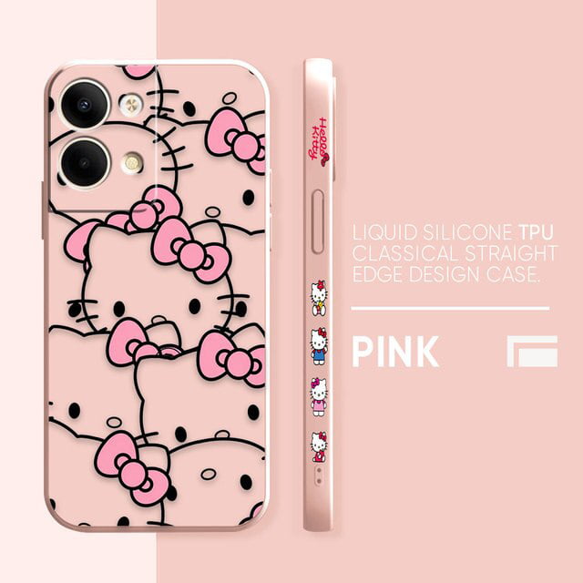 Case For OPPO RENO 8 7 9 6 7SE 5 4 4SE 4 3 4G 5G PRO PLUS Colour Simple  Liquid Silicone Case Cover Funda Pink Hello K-Kitty 