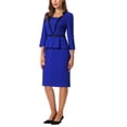 thumbnail image 2 of INSPIRE CHIC Women's Sheath Dress Notch Collar Work Peplum Pencil Dresses XL Royal Blue, 2 of 5