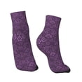 thumbnail image 4 of Bingfone Retro Florals Purple Design Patterned Men'S Women'S Casual Cotton Socks, 4 of 9