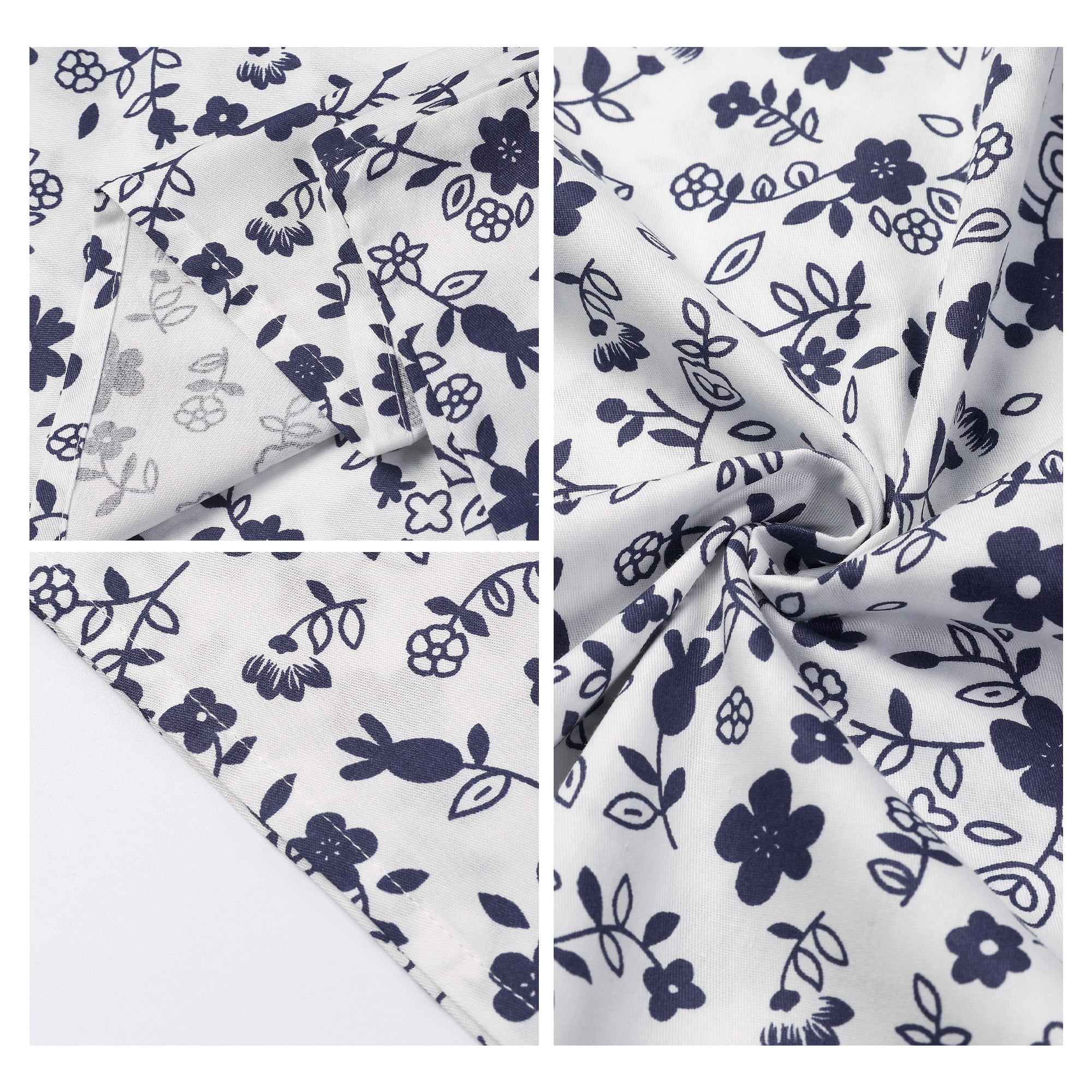 Unique Bargains Set of 2 Pillowcase for Hair and Skin Cotton Floral Pillow Cases Dark Blue