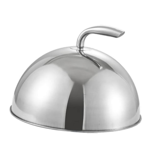 Cubierta antipolvo de acero inoxidable para alimentos, ligera y con asa cómoda. Plata