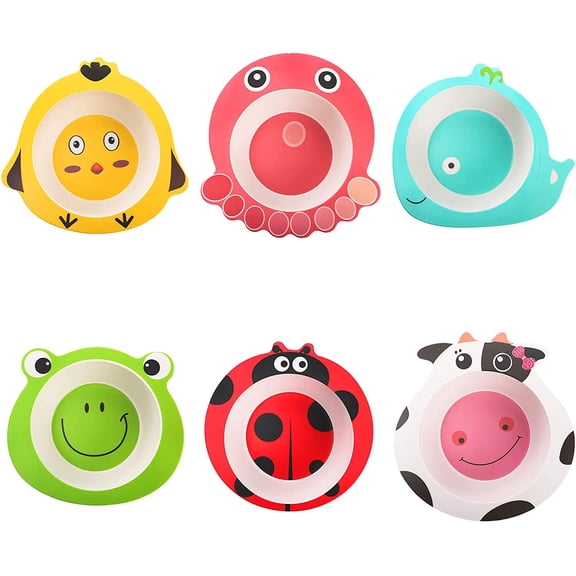 6 Pack Kids Bowls, 12 Oz Animal Shape Bowls for Kids Children, BPA Free Reusable Snack Bowl, Dinner Tableware for Serving Soup, Cereal, Pasta, Ice Cream