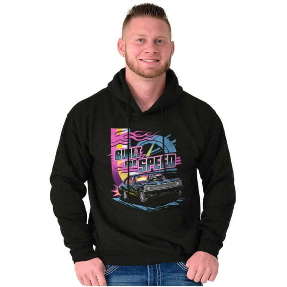 Vintage Built For Speed Racecar Sport Unisex Plus Fleece Graphic Hoodie Brisco Brands 2X