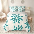 thumbnail image 3 of Manfei Dahlia Floral Twin Bedding, Teal Flower Bedding Comforter Set, Gray Reversible 7-Piece, 3 of 6
