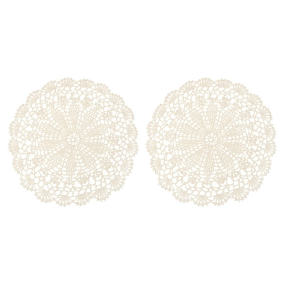 Uxcell 2 Paquete de Manteles de Ganchillo, 10 Pulgadas, Manteles de Ganchillo Hechos a Mano, Beige