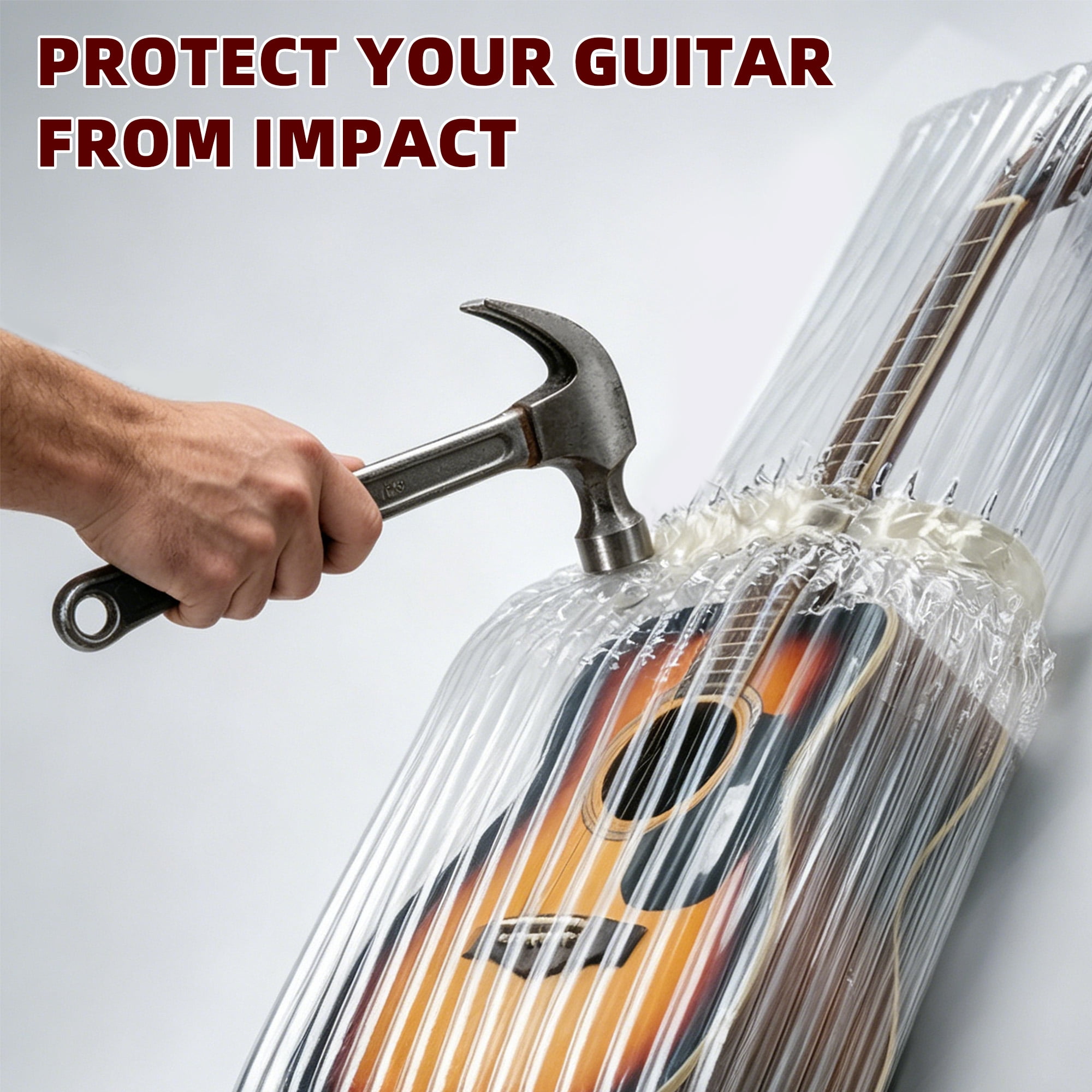 MACTANO 5 Pack Guitar Air Column Packaging Bags, Inflatable Guitar Storage Packaging Bag for Bass Guitar Ukulele