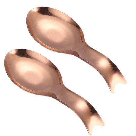 

Spoon Rest Set of 2 Stainless Steel Spoon Ladle Holder Spatula Rest for Kitchen Stove Top Large Size & Dishwasher Safe Rose Gold 2