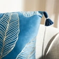 thumbnail image 3 of SAFAVIEH Darlia Palm Leaves Pillow, 18" x 18", Dark Blue/Gold, 3 of 4