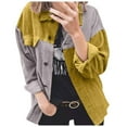 thumbnail image 4 of Ladies Corduroy Buttoned Cardigan Long Sleeve Lapel Loose Splicing Shirt Jacket, 4 of 6