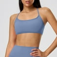 thumbnail image 2 of DDAPJ pyju Sports Bras for Women Wireless Workout Bra Spaghetti Strap Criss Cross Back Running Yoga Cropped Tank Tops on Sale Light Blue 12, 2 of 5