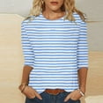 thumbnail image 2 of QTOCIO 3/4 Hauts à Manches pour Femmes, Hauts d'Été à Manches 3/4 pour Femmes, T-Shirts de Mode Décontractés Col Rond Manches 3/4 T-Shirt Ample Blouses pour Dames, 2 of 5