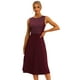 thumbnail image 1 of Vestidos de oficina de trabajo midi de línea A sin mangas con cuello redondo a rayas para mujer Borgoña S, 1 of 6
