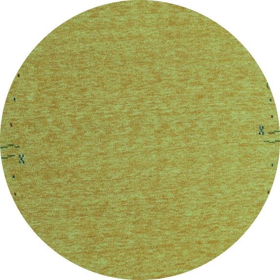 Ahgly Company Machine Washable Indoor Round Abstract Turquoise Blue Contemporary Area Rugs, 4' Round