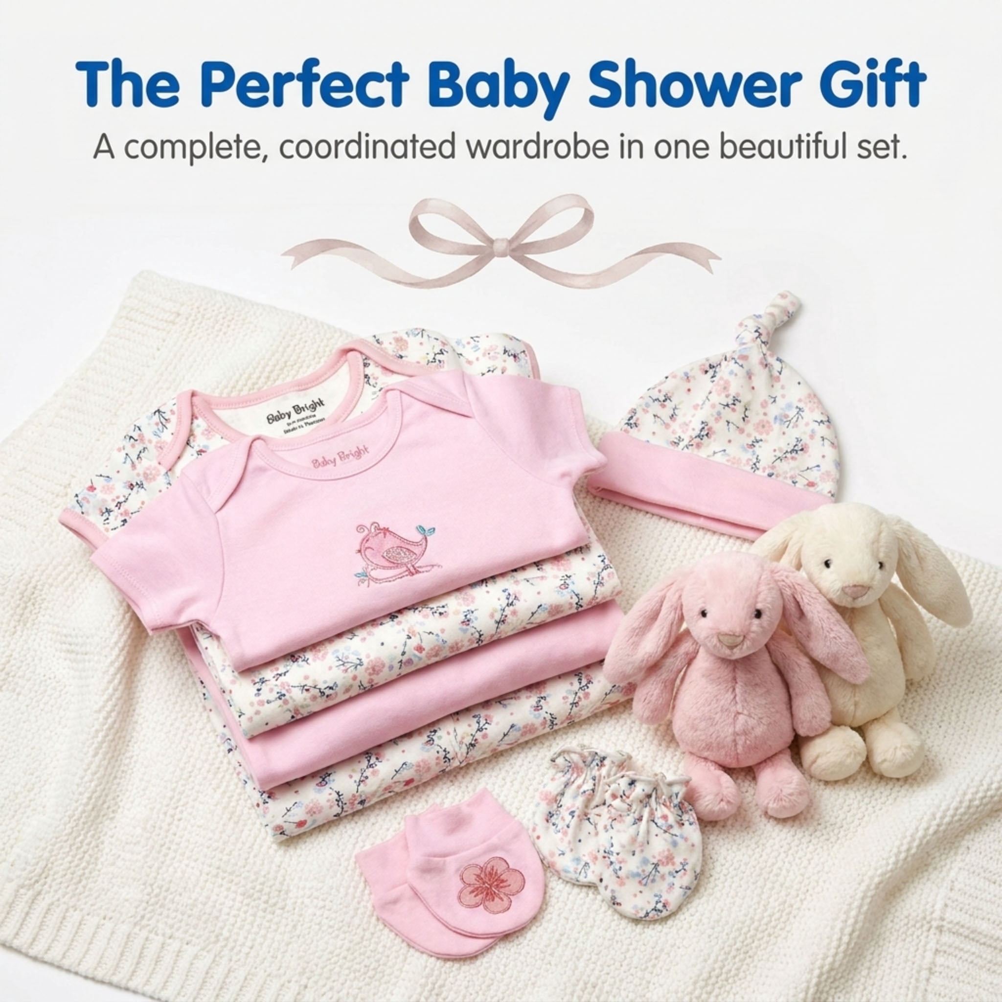 Baby Bright Newborn Essentials Must Have Clothes for Baby Girl, Outfit Gifts for Infant, Baby Shower Gift, 8-Pieces, Size 0-3 Months