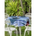 thumbnail image 3 of Outdoor Tablecloths with Umbrella Hole & Zipper, Blue Ombre Striped Daisy Round Tablecloths 60 Inch, Vintage Flowers Abstract Art Waterproof Table Cloth, Patio/Pool/Picnic Table Covers, 3 of 8