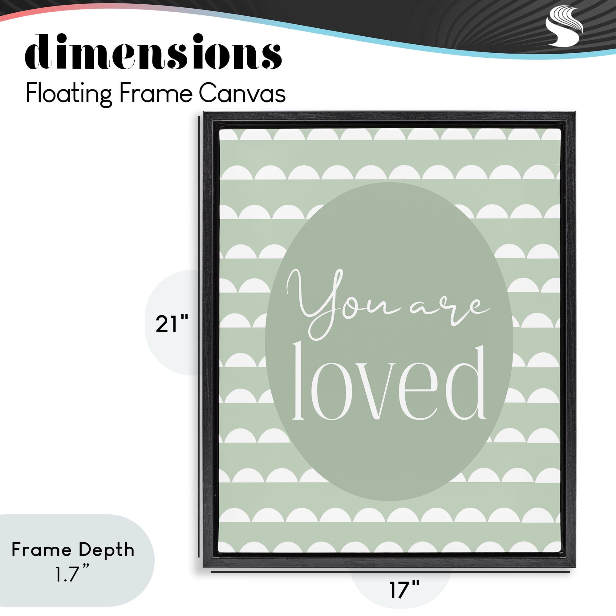 Stupell Industries You Are Loved Light Green Black Framed Floater Canvas Wall Art, design by Christine Simpson Art