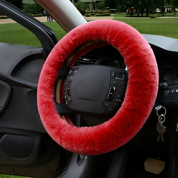 MELIVO Steering Wheel Cover Set Winter Warm Soft Fuzzy Steering Wheel