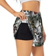 thumbnail image 2 of Disketp Skulls Roses Print Women's Shorts Workout Shorts for Athletic Gym Running Shorts with Phone Pockets X-Large, 2 of 8