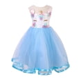 thumbnail image 1 of MAWCLOS Robes Tutu Bébé Décor Floral Robe de Soirée Col Rond Robe d'Été Décontractée Princesse Sans Manches Bleu Lac 120, 1 of 3