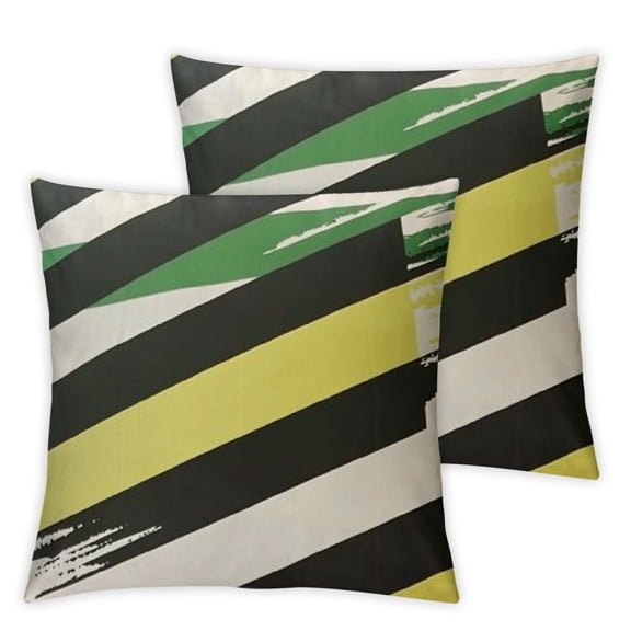 Outdoor Pillows Waterproof Geometric Stripes Outdoor Pillow Covers, Decorative Square Patio Pillows Cushion Case for Couch Tent Sunbrella, Olive Green and Lemon Yellow