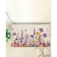 thumbnail image 4 of Shag Bath Rugs Purple Lavender Daisy Country Flower Plush Soft Fluffy Doormat Floor Carpet,Non-Slip Living Room Bedroom Kitchen Entryway Door Mats Pastoral Plant Retro Linen, 4 of 6