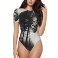thumbnail image 1 of Balery Double Exposure Cat Forest Body de cuello redondo de manga corta para mujer Tops de manga corta Tops básicos-XX-Large, 1 of 7