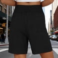 thumbnail image 6 of Linen Shorts Women Elastic Smocked Waist Patch Pocket Breathable Summer Casual Bottoms Black XL, 6 of 6